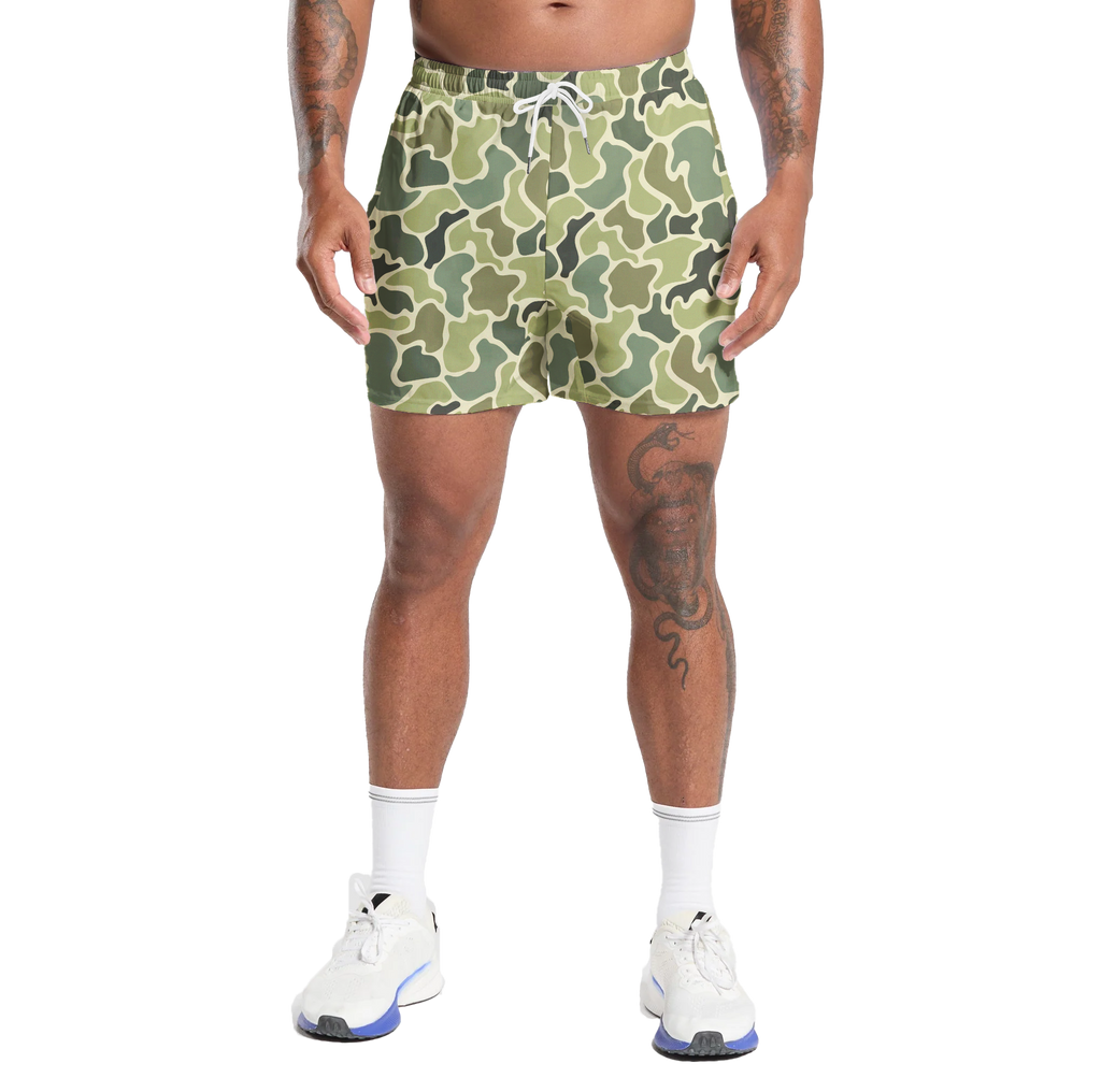 Camo Duck Hunting Shorts With 5 Inch Inseam, Perfect for Men & Women At the Gym, Basketball Camo Mesh Short, Gift for him, Gift For Her, Gym Gift