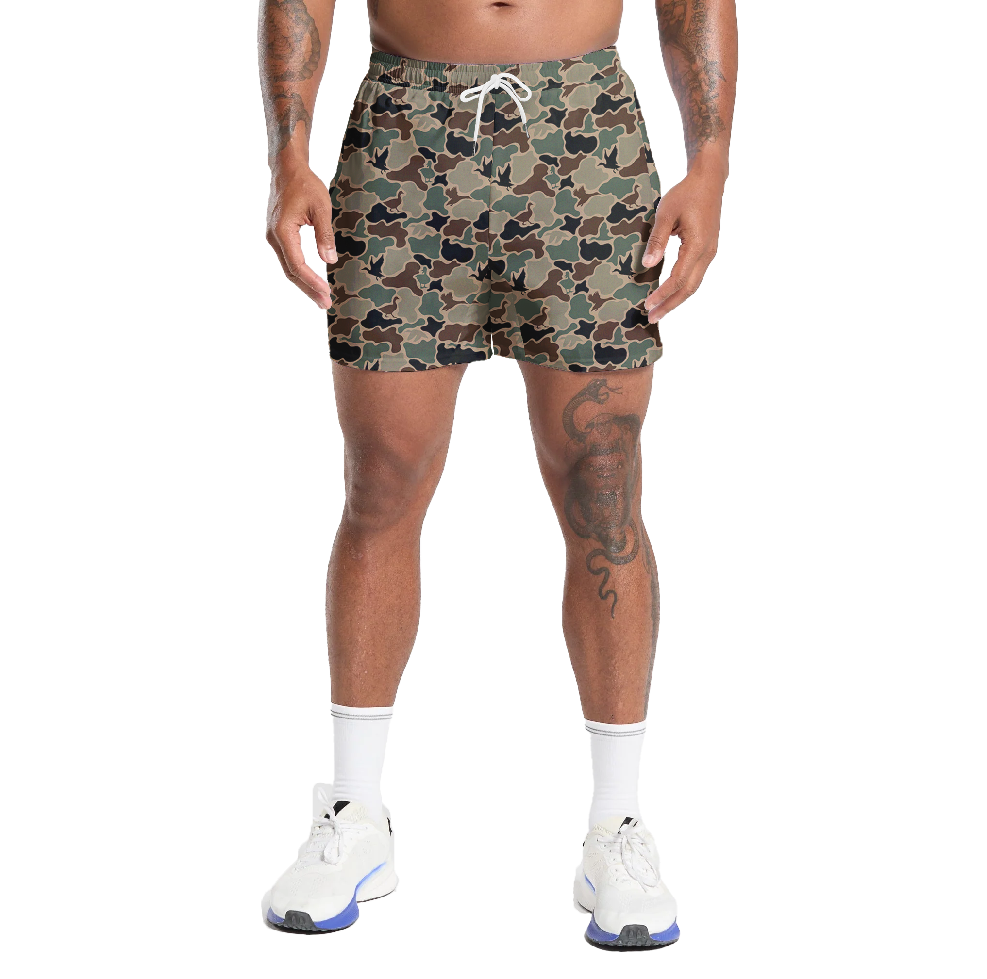 Camo Duck Hunting Shorts With 5 Inch Inseam, Perfect for Men & Women At the Gym, Basketball Camo Mesh Short, Gift for him, Gift For Her, Gym Gift