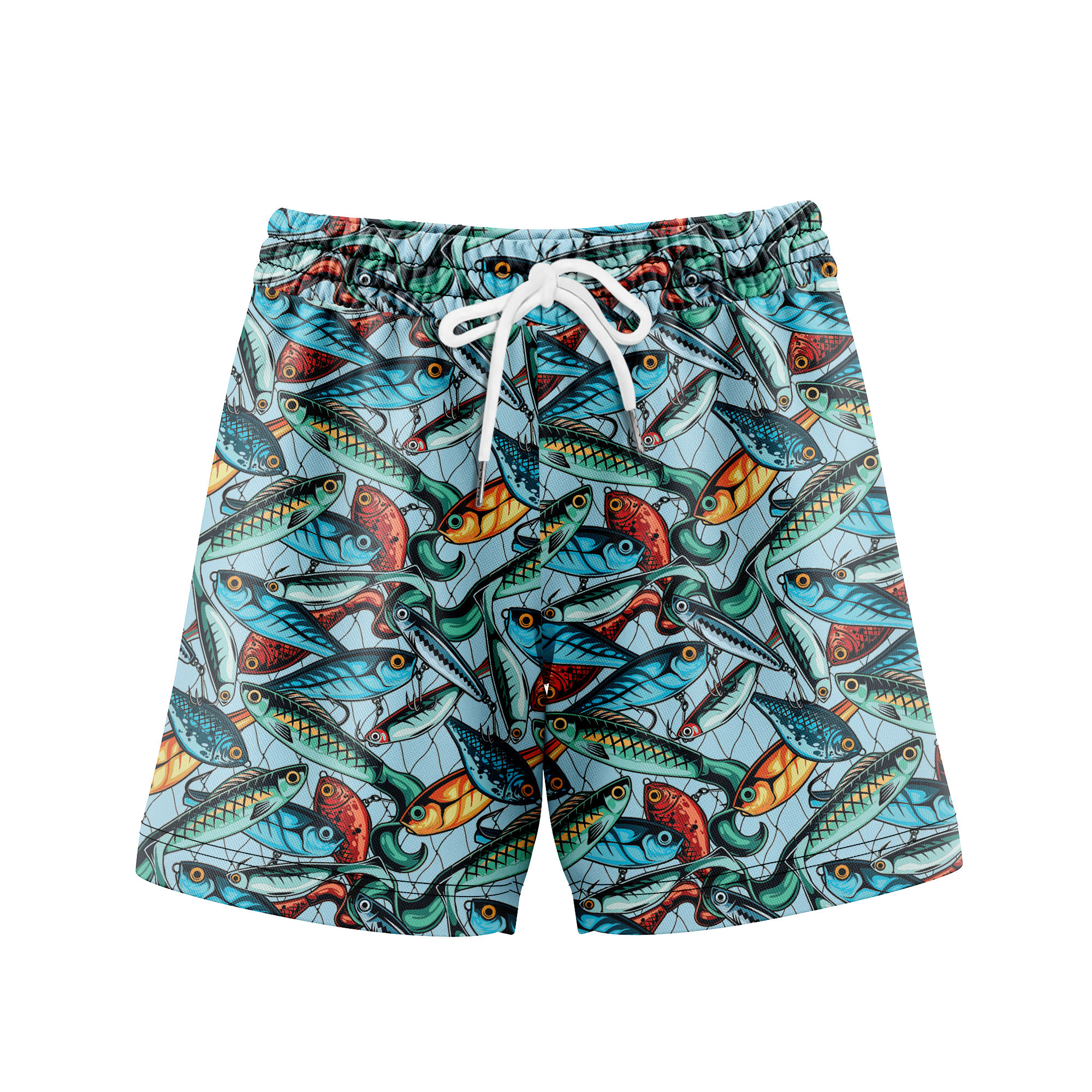 Fishing Lure Gym Shorts - 5 inch inseam shorts with graphic design and pockets, Gift for him, Gift For Her, Gym Gift