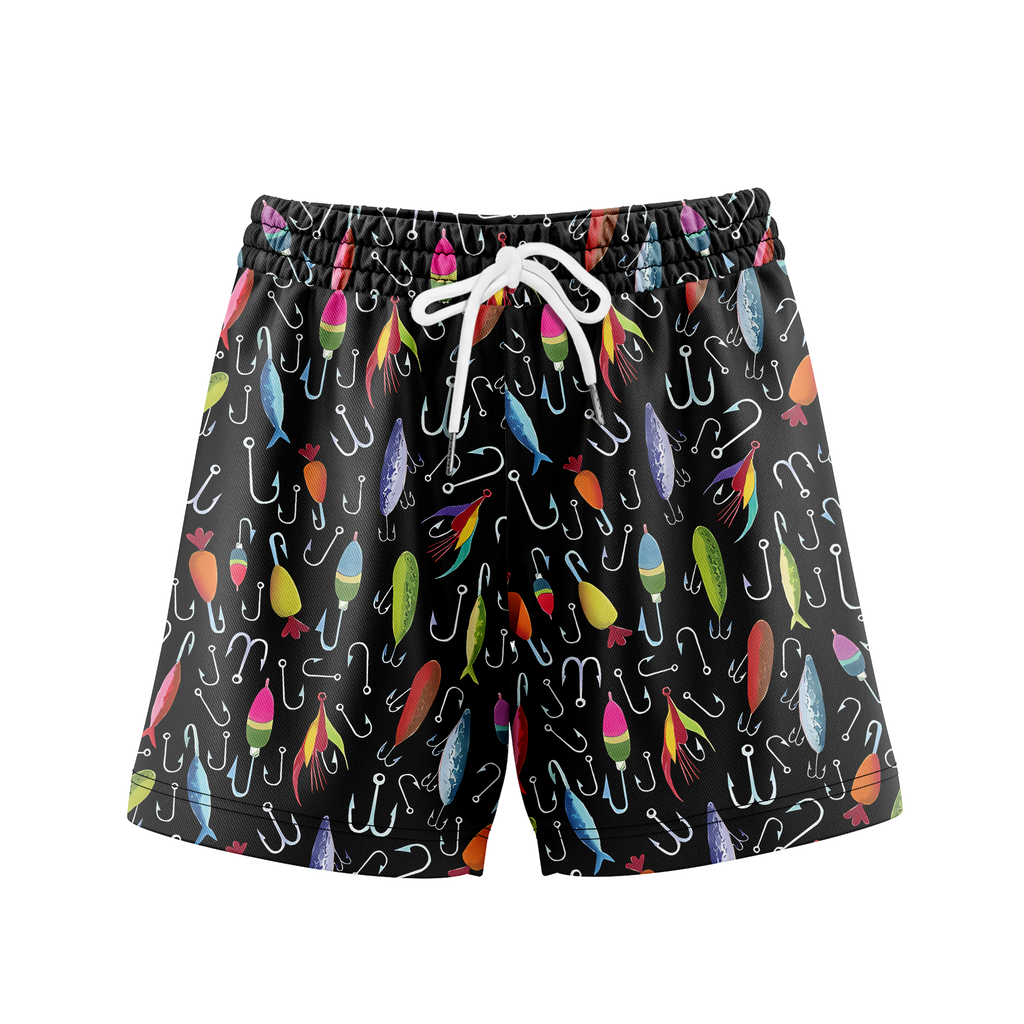 Fishing Lure Gym Shorts - 5 inch inseam shorts with graphic design and pockets, Gift for him, Gift For Her, Gym Gift