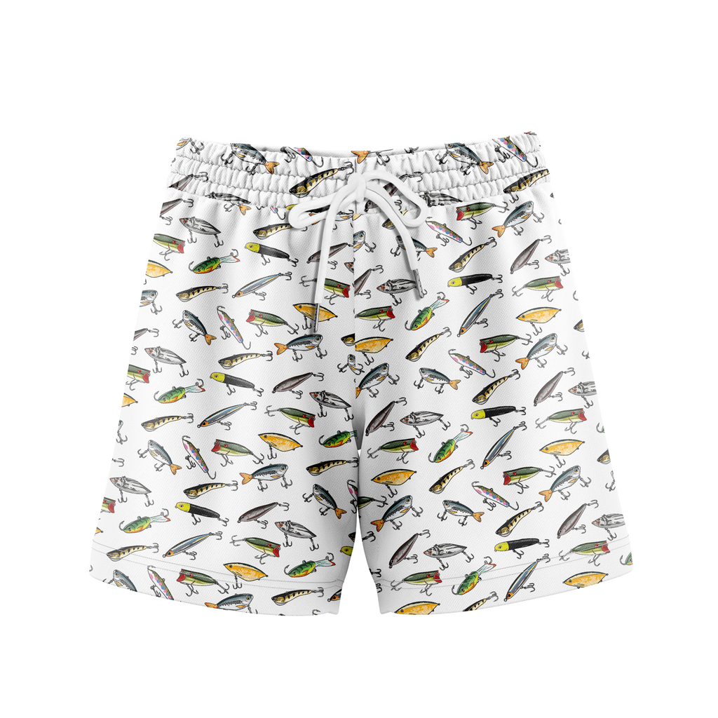 Fishing Lure Gym Shorts - 5 inch inseam shorts with graphic design and pockets, Gift for him, Gift For Her, Gym Gift
