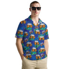Funny Beer Hawaiian Shirt for Men – Button Down Summer Shirt with Tropical Foam Mug Print