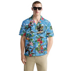 Funny Hawaiian Shirt with Bigfoot Surfing Design, Short Sleeve Button Down Shirt for Men and Women – Perfect for Summer Vacation, Beach Party and Luau Nights