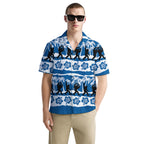 Funny Bigfoot Shirt for Men – Retro Hawaiian Button Down Summer Shirt with Tropical Palm Print