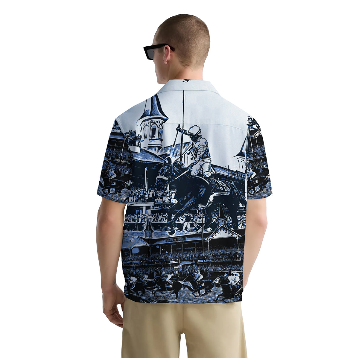 Horse Racing Shirt for Men – Kentucky Derby Style Hawaiian Button Down Shirt with Jockey Print