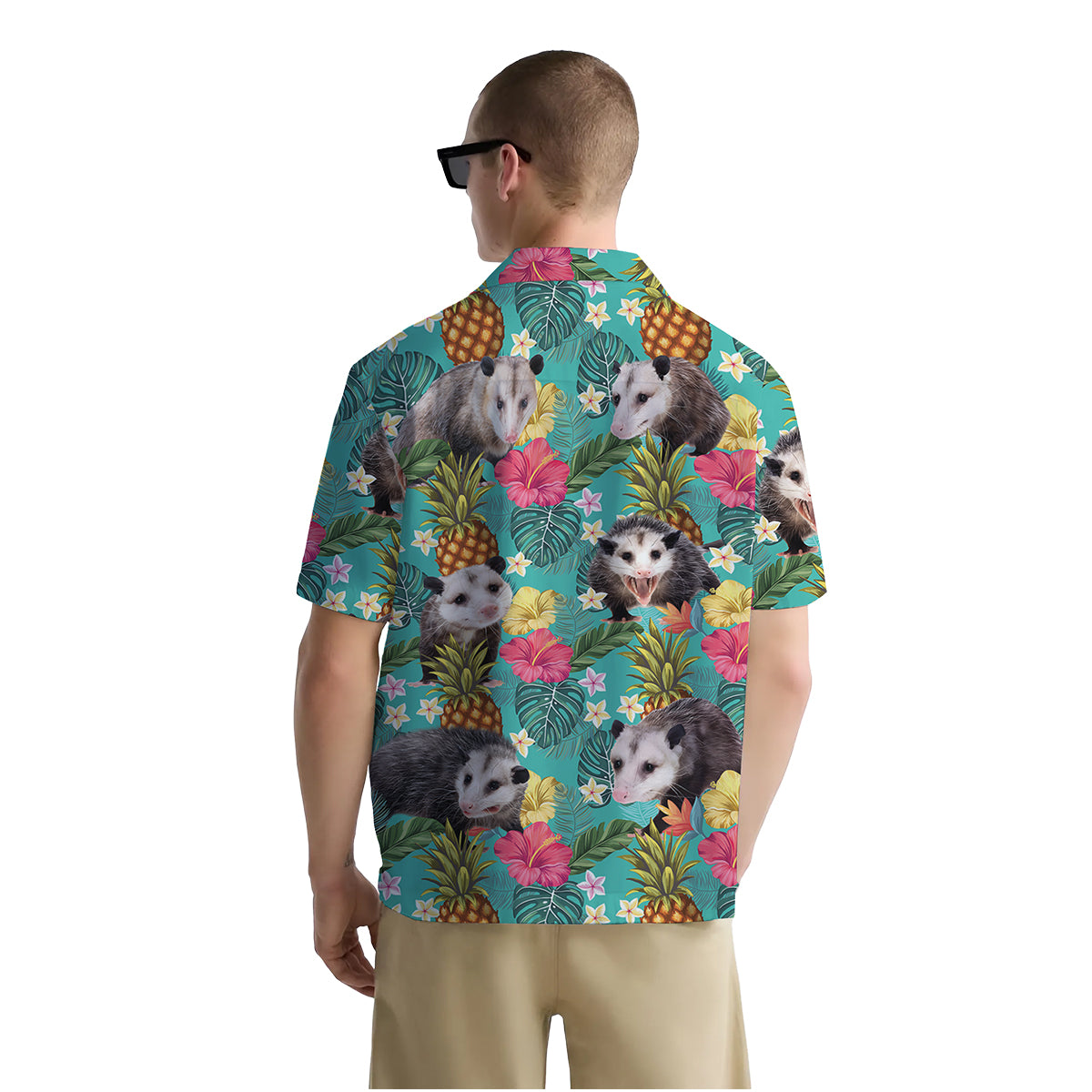 Funny Possum Shirt for Men – Hawaiian Button Down Summer Shirt with Opossum and Pineapple Print