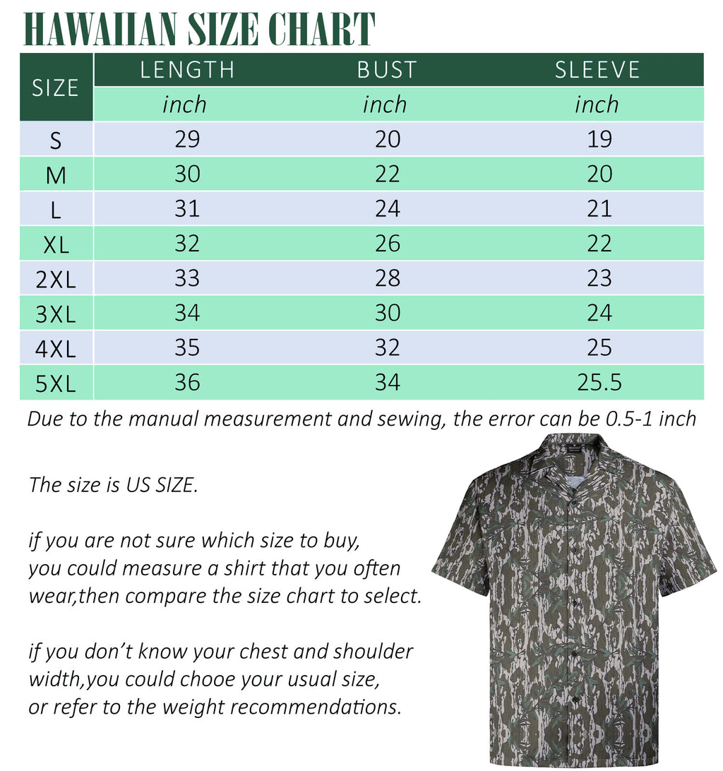 Men's Hawaiian Camo Shirt, Short Sleeve Button-Up, Classic Fit, Summer Outdoor Look, Gift for Dad or Him, Camouflage Vacation Shirt