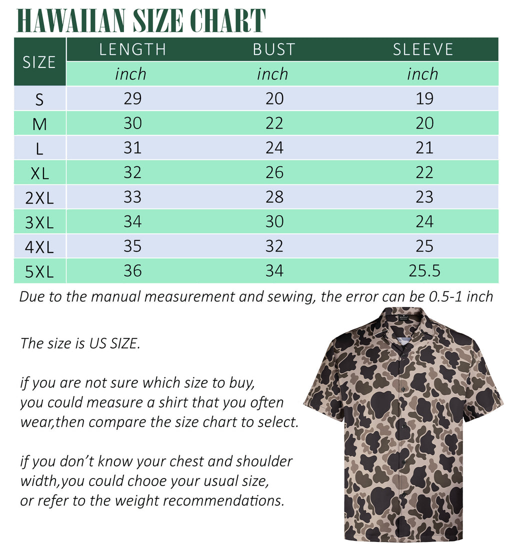 Men's Hawaiian Camo Shirt, Short Sleeve Button-Up, Classic Fit, Summer Outdoor Look, Gift for Dad or Him, Camouflage Vacation Shirt