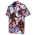 Funny Bigfoot Shirt for Men – USA Flag Hawaiian Button Down Summer Shirt – Patriotic Beer Graphic