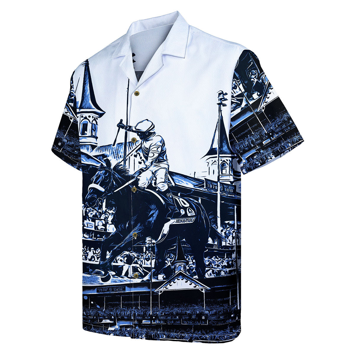 Horse Racing Shirt for Men – Kentucky Derby Style Hawaiian Button Down Shirt with Jockey Print