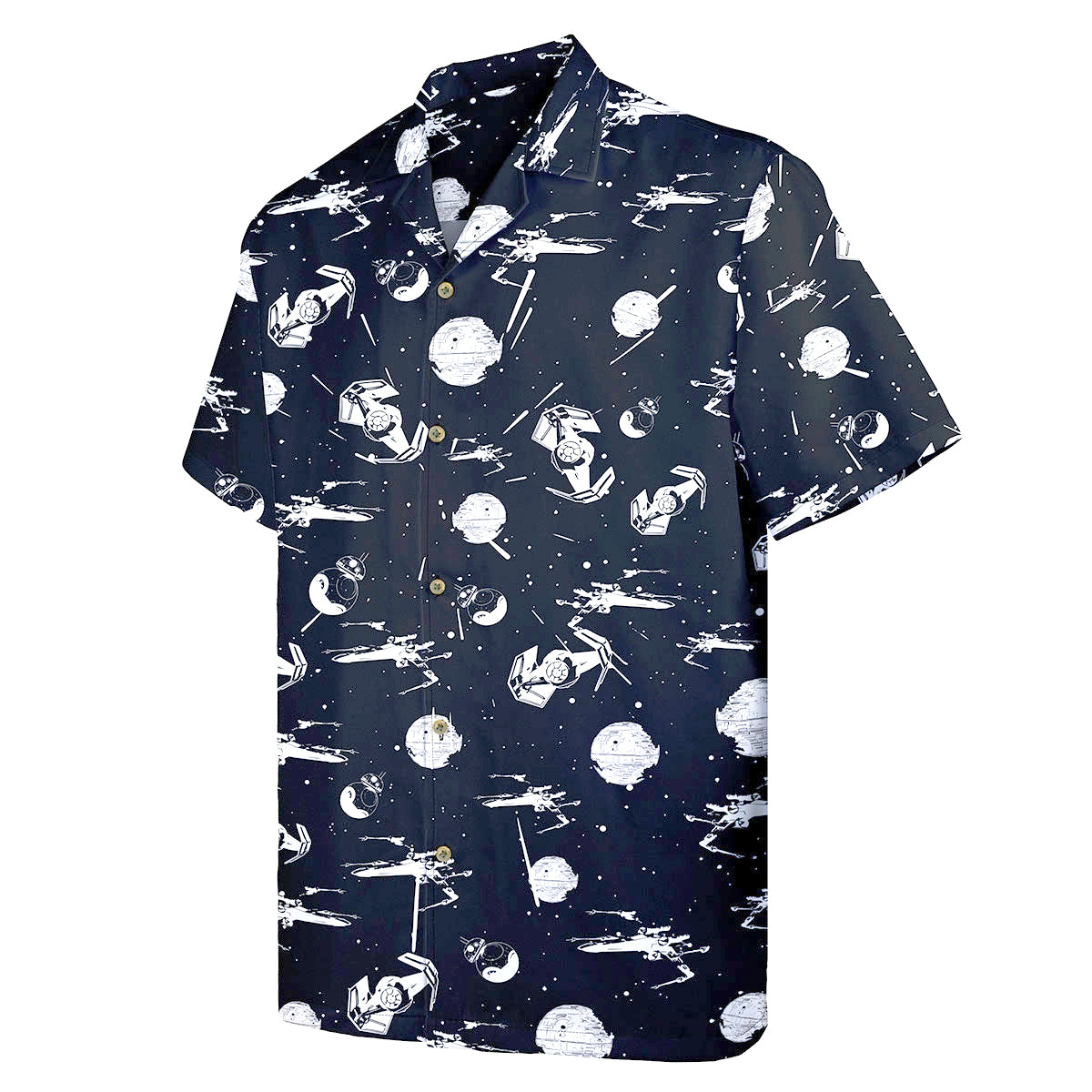 Galaxy Shirt for Men – Sci-Fi Battle Button Down Hawaiian Shirt – Funny Space War Theme