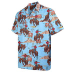 Cowboy Shirt for Men – Western Rodeo Hawaiian Shirt – Funny Button Down Summer Shirt with Horse Print