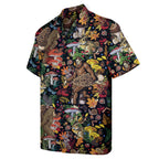 Funny Bigfoot Shirt for Men – Mushroom Forest Button Down Summer Shirt – Cryptid Hawaiian Style