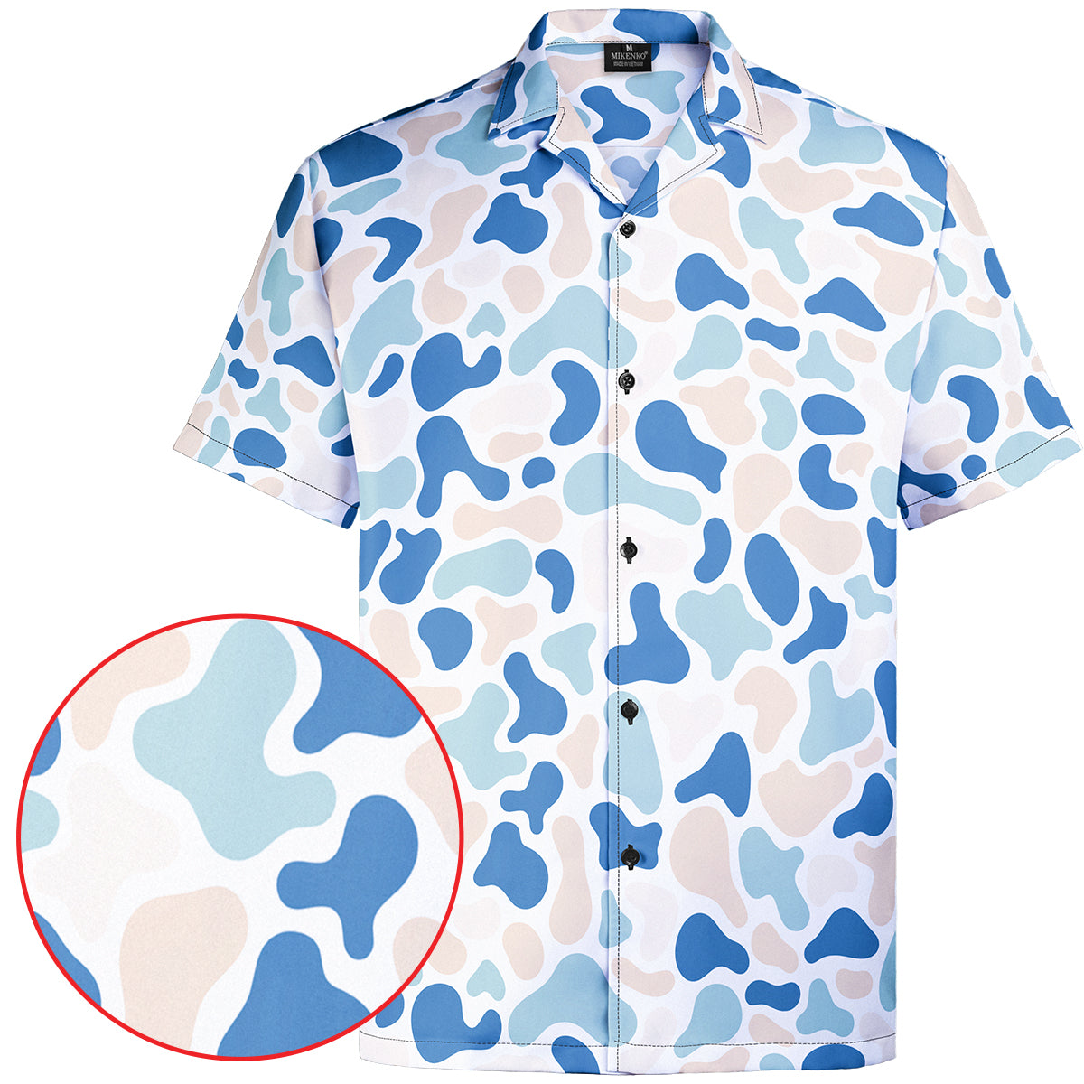 Men's Hawaiian Camo Shirt, Short Sleeve Button-Up, Classic Fit, Summer Outdoor Look, Gift for Dad or Him, Camouflage Vacation Shirt