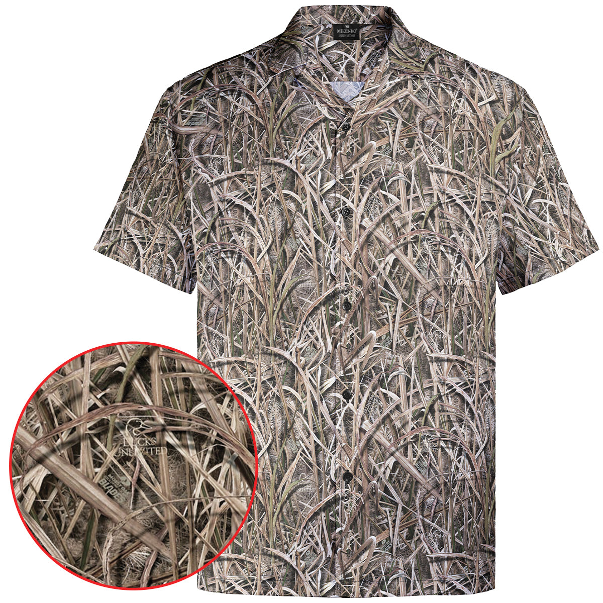 Men's Hawaiian Camo Shirt, Short Sleeve Button-Up, Classic Fit, Summer Outdoor Look, Gift for Dad or Him, Camouflage Vacation Shirt